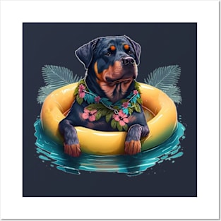 Cool Rottweiler at the Swimming Pool Posters and Art